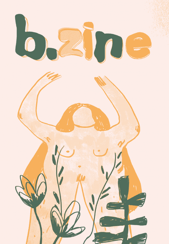 Close-up of colourful b.zine pages with educational art