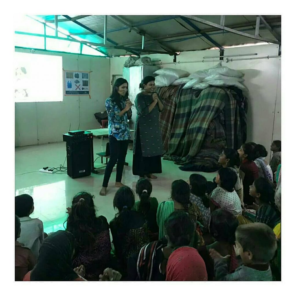 Almas at a menstruation awareness session with GOONJ NGO