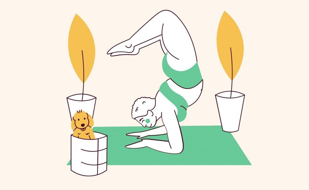 Cozy yoga space at home with mat and calming atmosphere