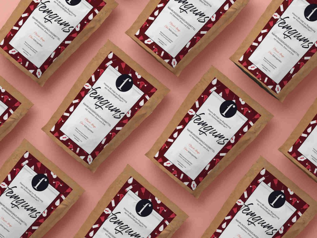 femgums-Sortierung mit aromatisierter Ergänzung für PMS-Unterstützung
