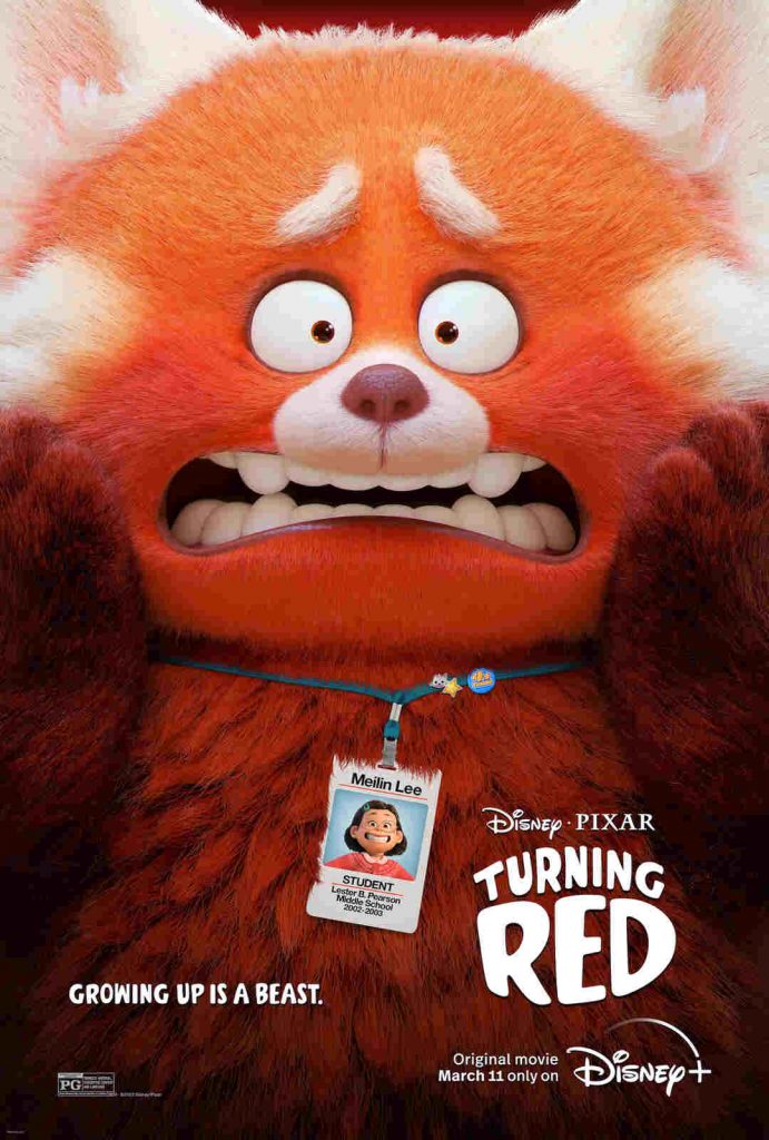 Turning Red movie promotional poster featuring Mei and her panda form